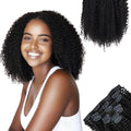 SIYUSI Afro Kinky Curly Clip-In Extensions 16 Inch Brazilian Remy Hair Natural Black