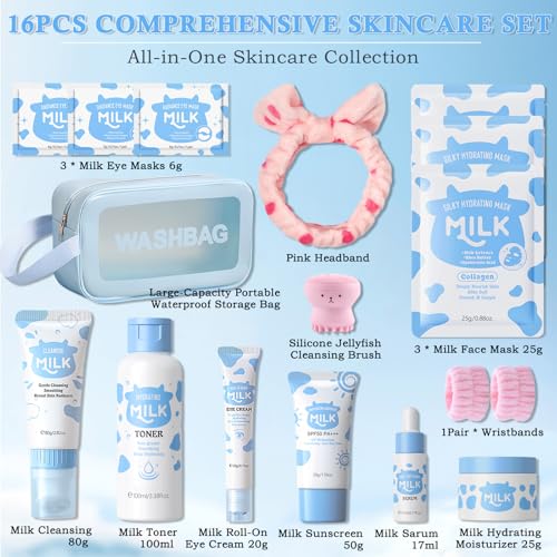 Milk Skin Care Set for Kids & Teens 16–1 Milk Skincare Kit for Girls 10–12