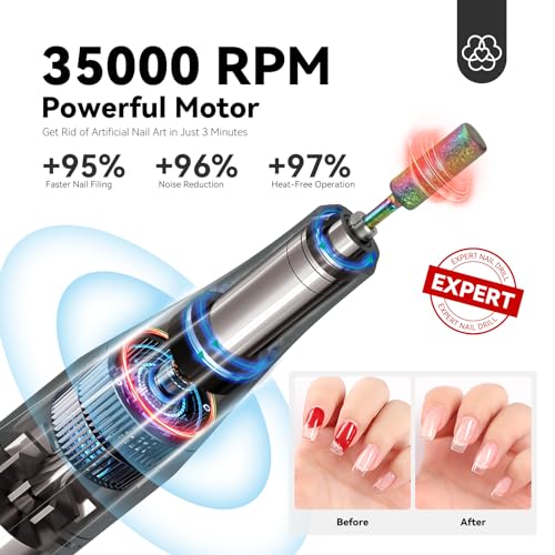 SAVILAND Portable Electric Nail Drill 35000RPM for Professional Nail Techs - Black