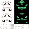 Erythem Face Gems for Women 6 Sheets Face Jewels Stick On Self Adhesive Rhinestones Stickers for Makeup Music Festival Rave Party (4Luminous)