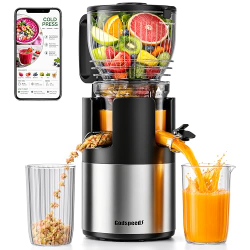 Godspeeds 6-Inch Wide Chute Cold Press Juicer Machine - Black