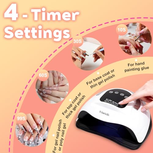 UV LED Nail Lamp 320W with 72 LEDs, 4 Timers, Phone Holder, Sensor, Fast Curing