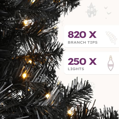 YITAHOME 6ft Prelit Black Christmas Tree with Remote Control, Festive & Eerie Atmosphere