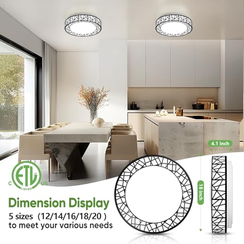 Lightania 18 Inch Black Bird's Nest Flush Mount Ceiling Light - 35W, 5 CCT