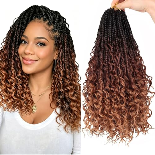 14 Inch Goddess Box Braids Crochet Hair Pack of 8 - Natural Black