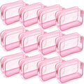 Weewooday 12 Pcs Clear PVC Cosmetic Bags - Medium Light Pink Makeup & Travel Organizer