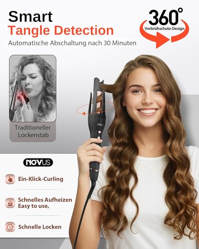 Black 1.25 Inch Curling Iron Hair Waver with Ceramic Coating & Anti-Scald Safety