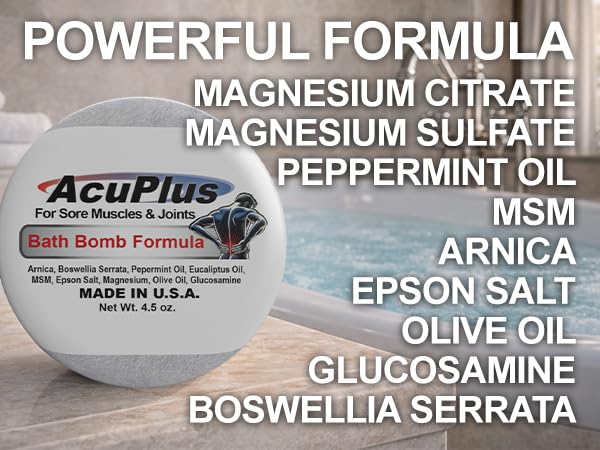 AcuPlus Muscle Relaxing Bath Bombs for Sore Joints & Recovery - Pack of 6