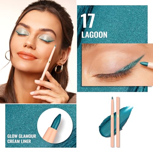 Oulac Teal Eyeliner Pencil, Waterproof Retractable Eye Liner Pen, Long Lasting Smudge Resistant, Vegan & Cruelty-Free, 17 Lagoon