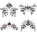 Bowitzki Halloween Face Jewels Festival Design Women Mermaid Face Gems Rhinestone Crystals Stickers Eyes Body Temporary Tattoos (Black-B)