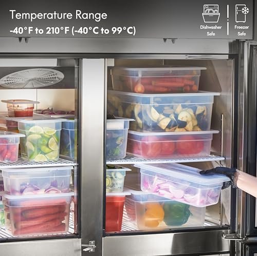 Full Size 6 Inch Deep Food Pan with Handle Lid - NSF Commercial-Grade 4 Pack
