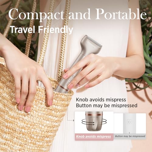 Electric Razor for Women 2-in-1: Painless Rechargeable Shaver for Face Legs Underarms and Bikini Area ? Travel Lock