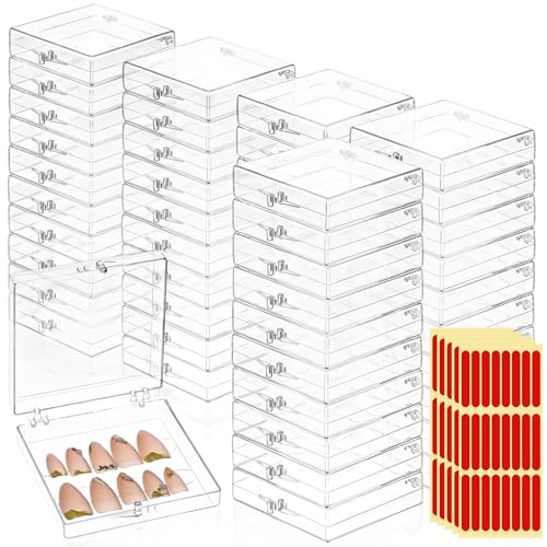 Clear Nail Organizer Boxes with Double-Sided Tape - 50 Pack