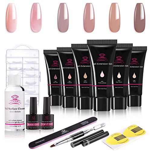 Makartt Nude Poly Nail Extension Gel 15ML with Nail Decorations Kit Bundle
