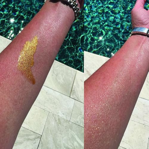 GLIMMER GODDESS Organic Illuminating Shimmer Body & Face Oil ? 24K Gold ? Hydrating Vegan Formula for Radiant Glow ? 4 oz