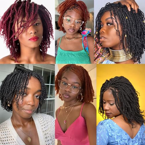 Pre-Looped Micro Twist Crochet Hair Extensions 12 Inch 9 Pack Natural Look