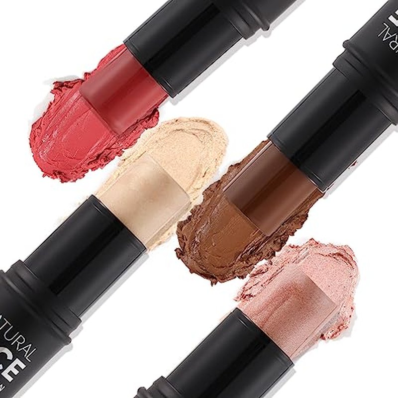 Cream Contour Sticks 3 Pcs Highlighter Bronzer Blush Face Makeup Contouring Bronzing Pen Creme Cheek Blush & Brightens Illuminator Highlight Foundation Waterproof Cosmetics Set Medium