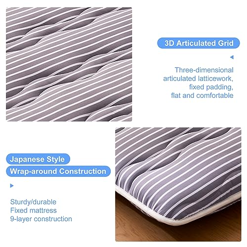 Pale Gray Japanese Foam Floor Mattress Queen 80x60 Futon Mattress Support