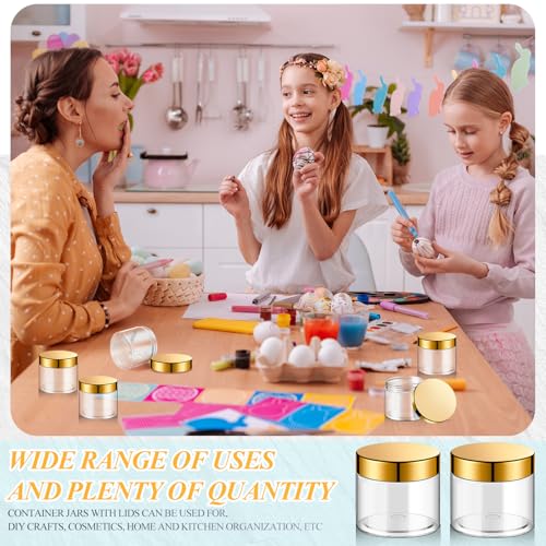 8 oz Plastic Jars with Lids - Gold, Airtight Reusable Cosmetic Containers