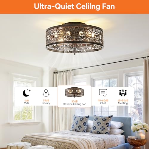 18-Inch Vintage Victorian Caged Ceiling Fan with Light and Remote