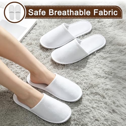 Nexboraque 30 Pairs Disposable Spa Slippers - White, Medium, Universal Size for Hotel Guests