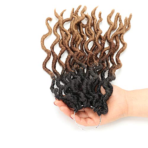 Eliza Wavy Gypsy Locs Crochet Hair - 14 Inch Ombré Goddess Faux Locs, 8 Packs with Variation OM2T3027