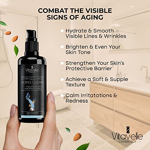 VITAVELLE Stem Cell Face Cream with Resveratrol & Squalane - Anti-Aging Moisturizer, Hydrating & Firming, 50ml