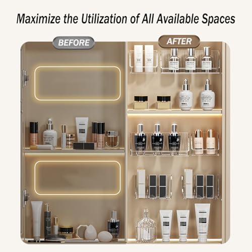 Clear 6-Piece Medicine Cabinet Tray Organizer Set for Bathroom Storage