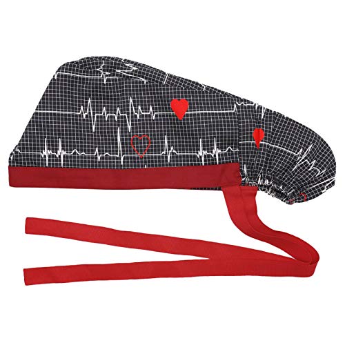 Working Cap with Buttons and Sweatband Adjustable Ribbon Tie Ponytail Hats for Women,Long Hair Head Covers Hair Caps