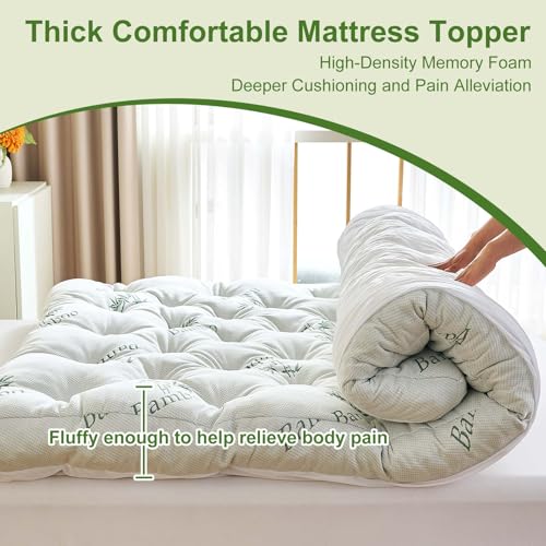Full Size Memory Foam Mattress Topper 5 Inch Bamboo Visco Cooling Support
