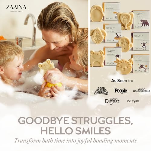ZAAINA Kids Soap Bar (Set of 6) ? Unique Natural Animal Shaped Soaps for Children ? Gentle Bath Soap for Sensitive Skin ? Fun Gift for Kids ? Birthday, Bath Time ? Handmade in USA