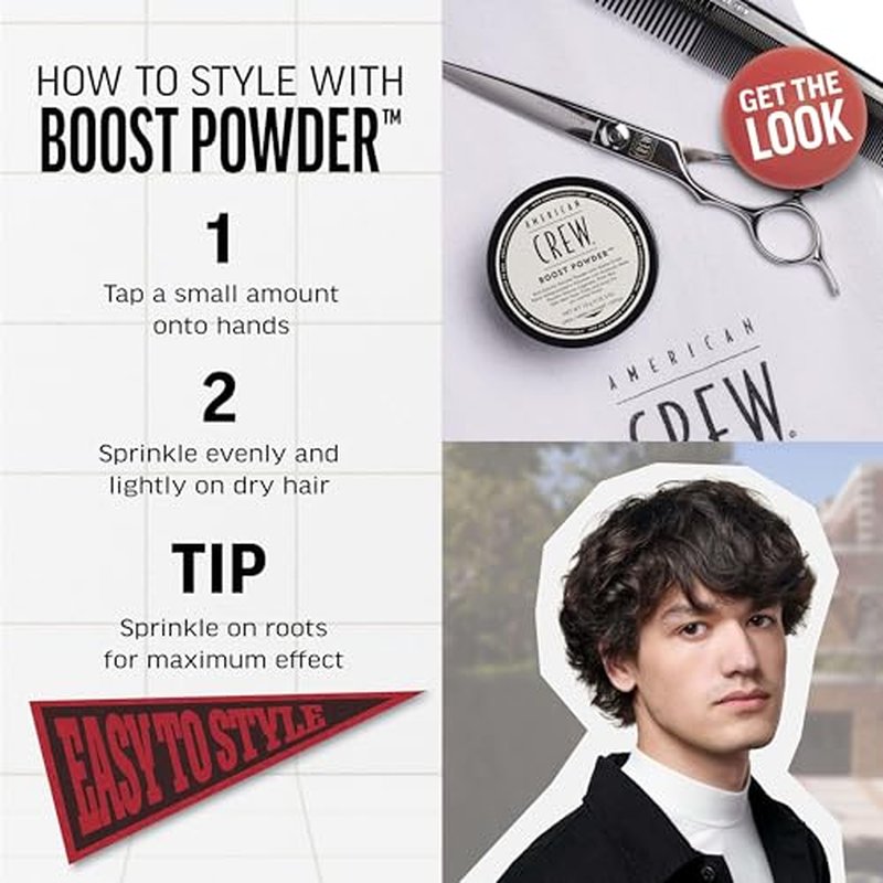 AMERICAN CREW Men's Hair Boost Powder, Provides Lift & Volume, 0.3 Oz (Pack of 2)