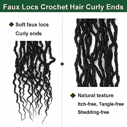30 Inch Faux Locs Crochet Hair - 8 Packs Curly Ends Boho Dreads for Women - Variation of THIS listing