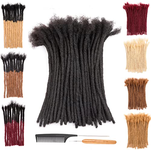 4 Inch 30 Strands Human Hair Dreadlock Extensions - 0.4cm Thickness, Can Be Dyed & Curled - Handmade