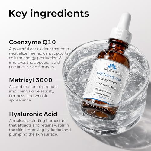 Coenzyme Q10 Serum for Face with Hyaluronic Acid & Matrixyl 3000 - Anti-Aging Peptide Facial Serum - 1 Fl Oz - Variation of THIS listing