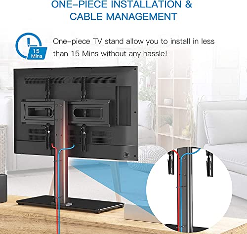 Universal Tabletop TV Stand for 32-82 Inch Screens - Compatible with VESA 100x100mm to 600x400mm with Tempered Glass Base - Adjustable Height