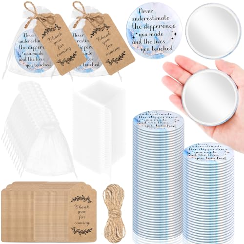 Tradder Gold and Blue 50-Piece Inspirational Compact Mirrors Bulk Set