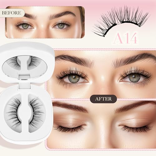 Magnetic Eyelashes with Applicator - Reusable Natural Look, No Glue - A14