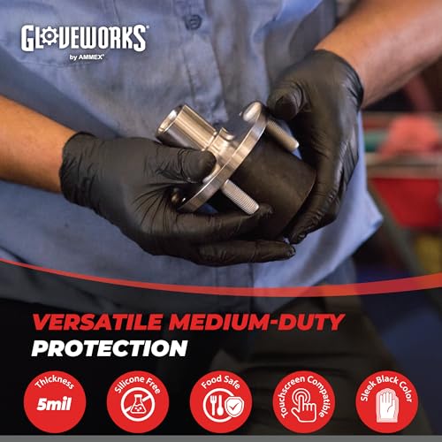 Black Nitrile Disposable Gloves - 5 Mil, Medium, 5 Boxes of 100 (Variation of THIS listing: Black / Medium / 500)