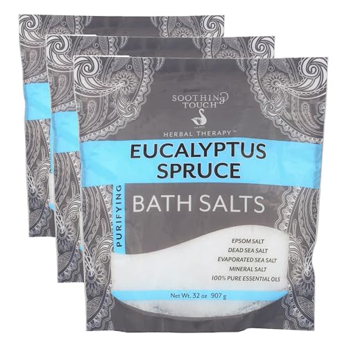Eucalyptus Spruce Bath Salts - Soothing Purifying and Cooling 32 Oz Pack of 3