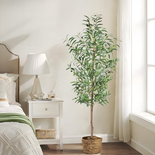 CETRD 2 Pack Faux Olive Trees 5FT Tall Indoor Outdoor Decorative Plants