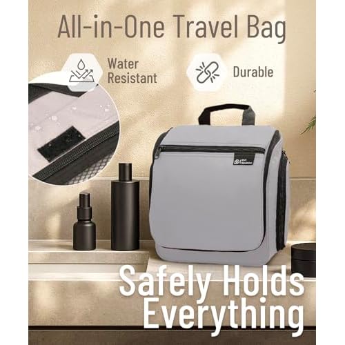 DD D&D Wanderlust D&D Hanging Travel Toiletry Bag for Men and Women ? Cosmetics, Makeup and Toiletries Organizer Kit with 10 Compartments, Zippers, XXL Metal Swivel Hook, Water-Resistant Nylon