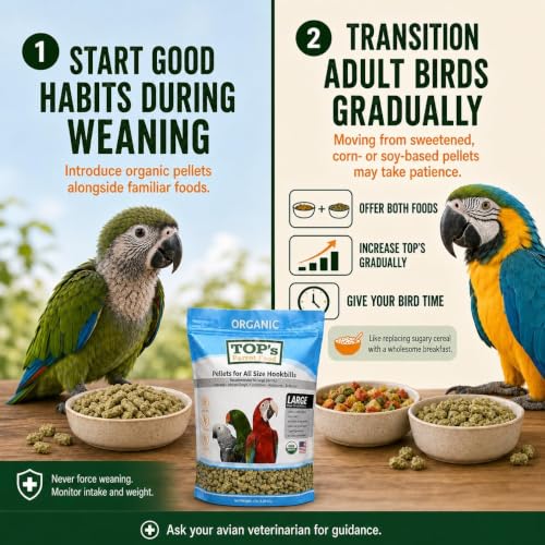 Parrot Pellets 10 lb - USDA Organic Certified Bird Food for Large & Medium Hookbills - Natural, Non-GMO