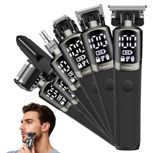 Men’s 6-in-1 Waterproof Grooming Kit with Trimmer, Nose & Ear Clippers, USB-C Charging
