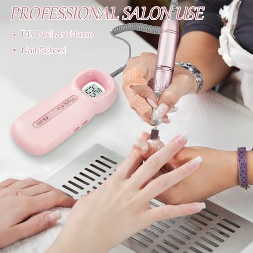 Madenia Pink Rechargeable Electric Nail Drill with LCD Screen - Professional Manicure Tool