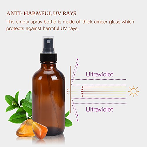 Amber Glass Spray Bottles 4oz - Brown Refillable Set of 16 with Labels - Variation: Amber-1