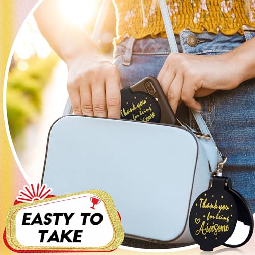 Huwena 100 Pcs Inspirational Gifts for Women Compact Mirror Bulk, Thank You Being Awesome, Positive Affirmation Gifts for Friends, Guest, Christmas, Birthday, Office, Team Building