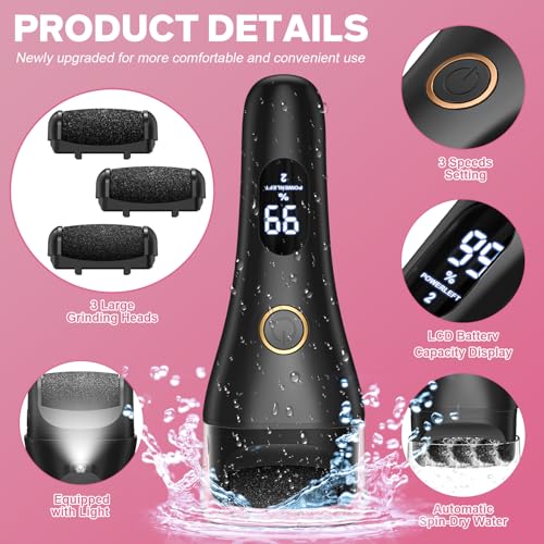 Spriak 16-in-1 Electric Callus Remover Foot File for Pedicure, Black