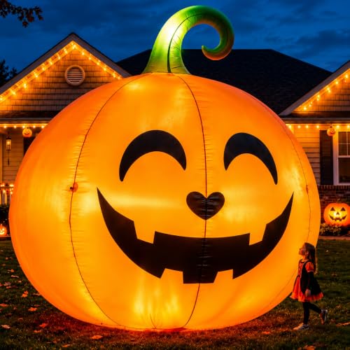 Giant Halloween Inflatable Pumpkin - 10FT Outdoor Yard Decor with LED Lights