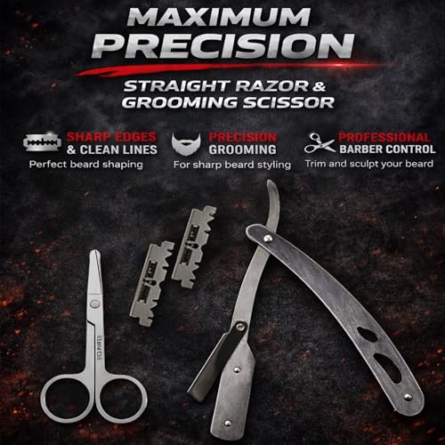 GROW ALPHA BEARD Bamboo Beard Straightener Grooming Kit for Men, Includes Oil & Tools